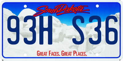 SD license plate 93HS36