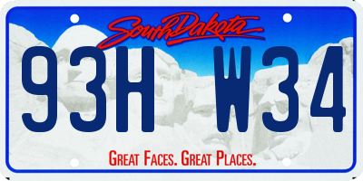 SD license plate 93HW34