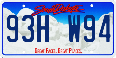 SD license plate 93HW94