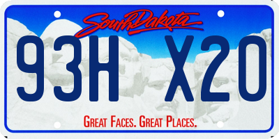 SD license plate 93HX20