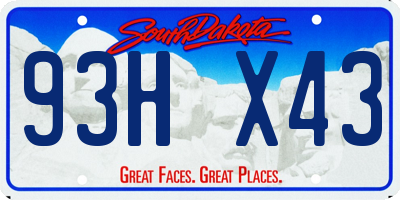 SD license plate 93HX43
