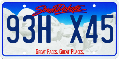SD license plate 93HX45