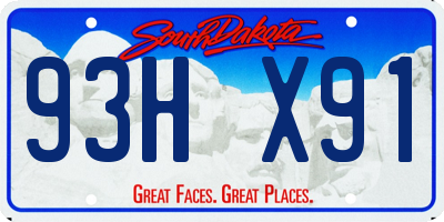 SD license plate 93HX91