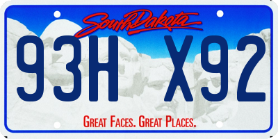 SD license plate 93HX92