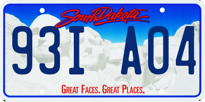 SD license plate 93IA04