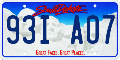 SD license plate 93IA07