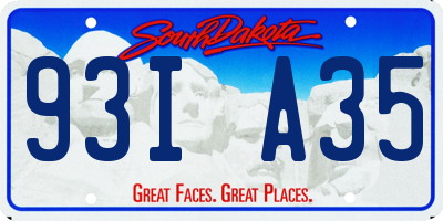 SD license plate 93IA35