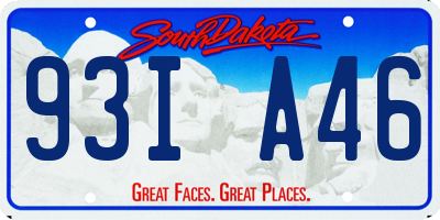 SD license plate 93IA46