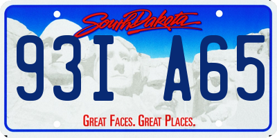 SD license plate 93IA65