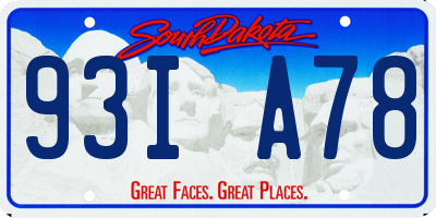 SD license plate 93IA78