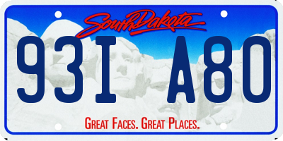 SD license plate 93IA80