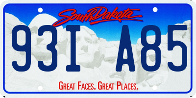 SD license plate 93IA85