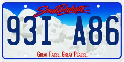 SD license plate 93IA86