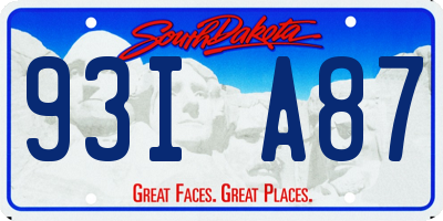 SD license plate 93IA87