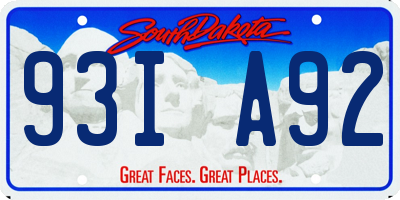 SD license plate 93IA92