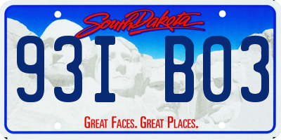 SD license plate 93IB03