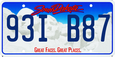 SD license plate 93IB87