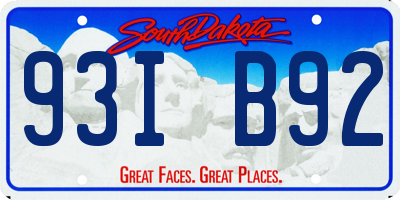 SD license plate 93IB92