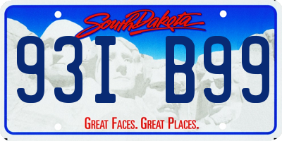 SD license plate 93IB99