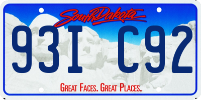 SD license plate 93IC92