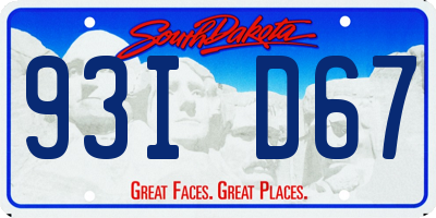 SD license plate 93ID67