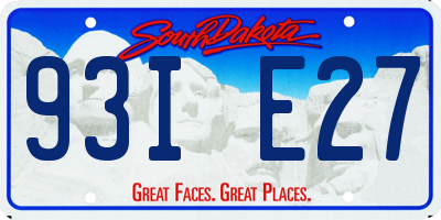 SD license plate 93IE27