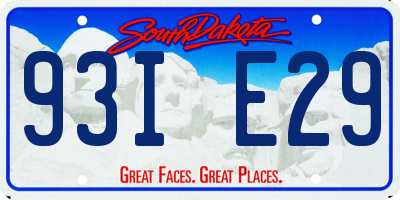 SD license plate 93IE29