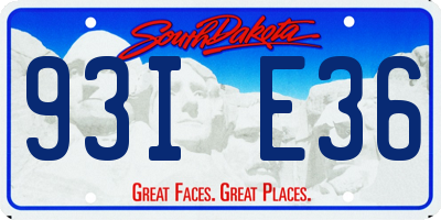SD license plate 93IE36