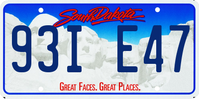 SD license plate 93IE47