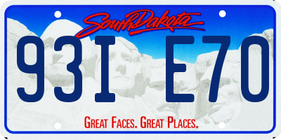SD license plate 93IE70