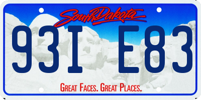 SD license plate 93IE83
