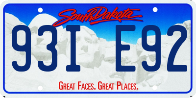 SD license plate 93IE92