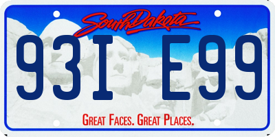 SD license plate 93IE99