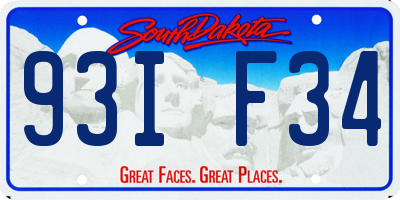 SD license plate 93IF34