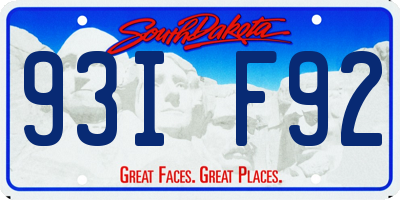 SD license plate 93IF92
