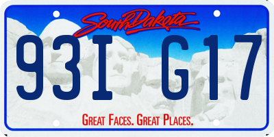 SD license plate 93IG17