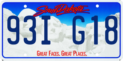 SD license plate 93IG18