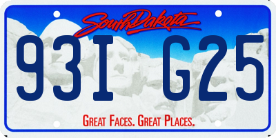 SD license plate 93IG25