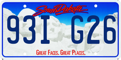 SD license plate 93IG26