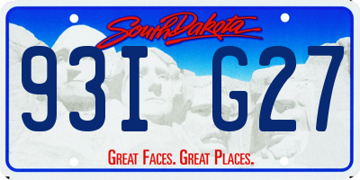 SD license plate 93IG27