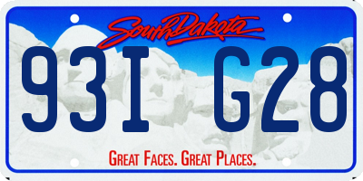 SD license plate 93IG28