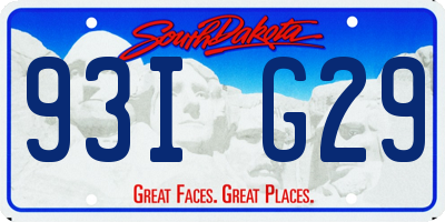 SD license plate 93IG29