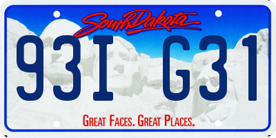 SD license plate 93IG31