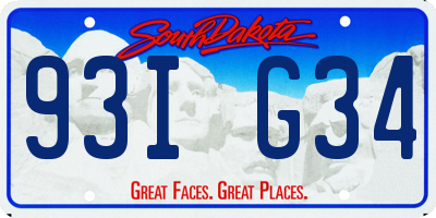 SD license plate 93IG34