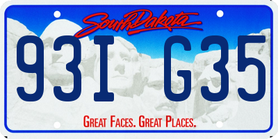 SD license plate 93IG35