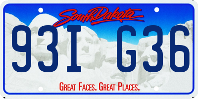 SD license plate 93IG36