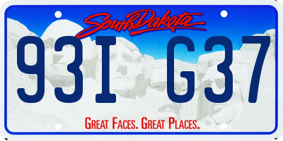 SD license plate 93IG37