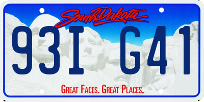SD license plate 93IG41