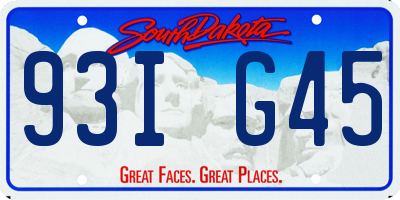 SD license plate 93IG45