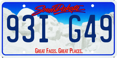 SD license plate 93IG49